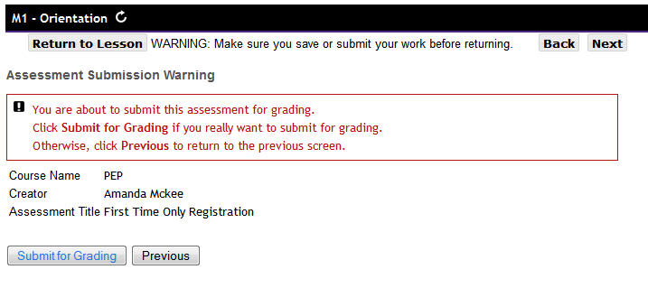 Submit of questionnaire